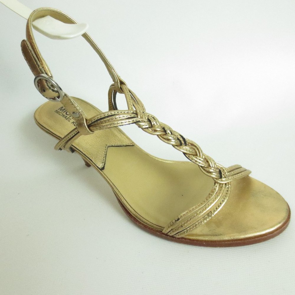 MICHAEL KORS Gold Heels Shoes Strappy - Picture 1 of 4